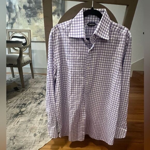 Tom Ford Purple Checkered Men's Shirt size 44 17 1/2 - Picture 1 of 6
